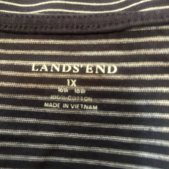 Lands' End Navy Blue/White stripe square neck t-shirt, size 1X - Picture 3 of 3